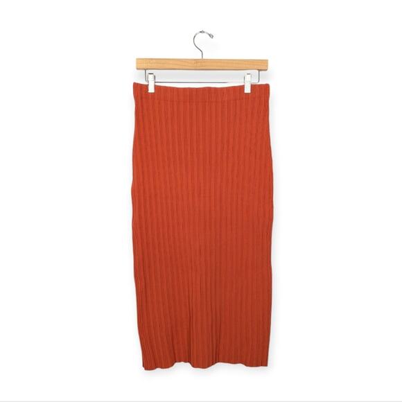 NWT Proenza Schouler White Label Orange Ribbed Knit Midi Skirt Size M - Picture 2 of 7